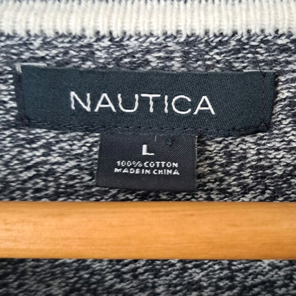 Nautica Navy Anchor Intarsia Long Sleeve Cotton Sweater Women's Large - Picture 5 of 7